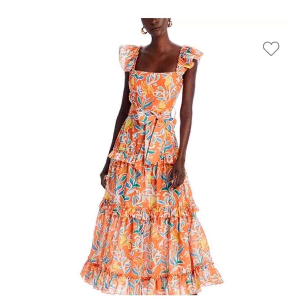 Aqua Orange and Blue Ruffled Tiered Maxi Dress